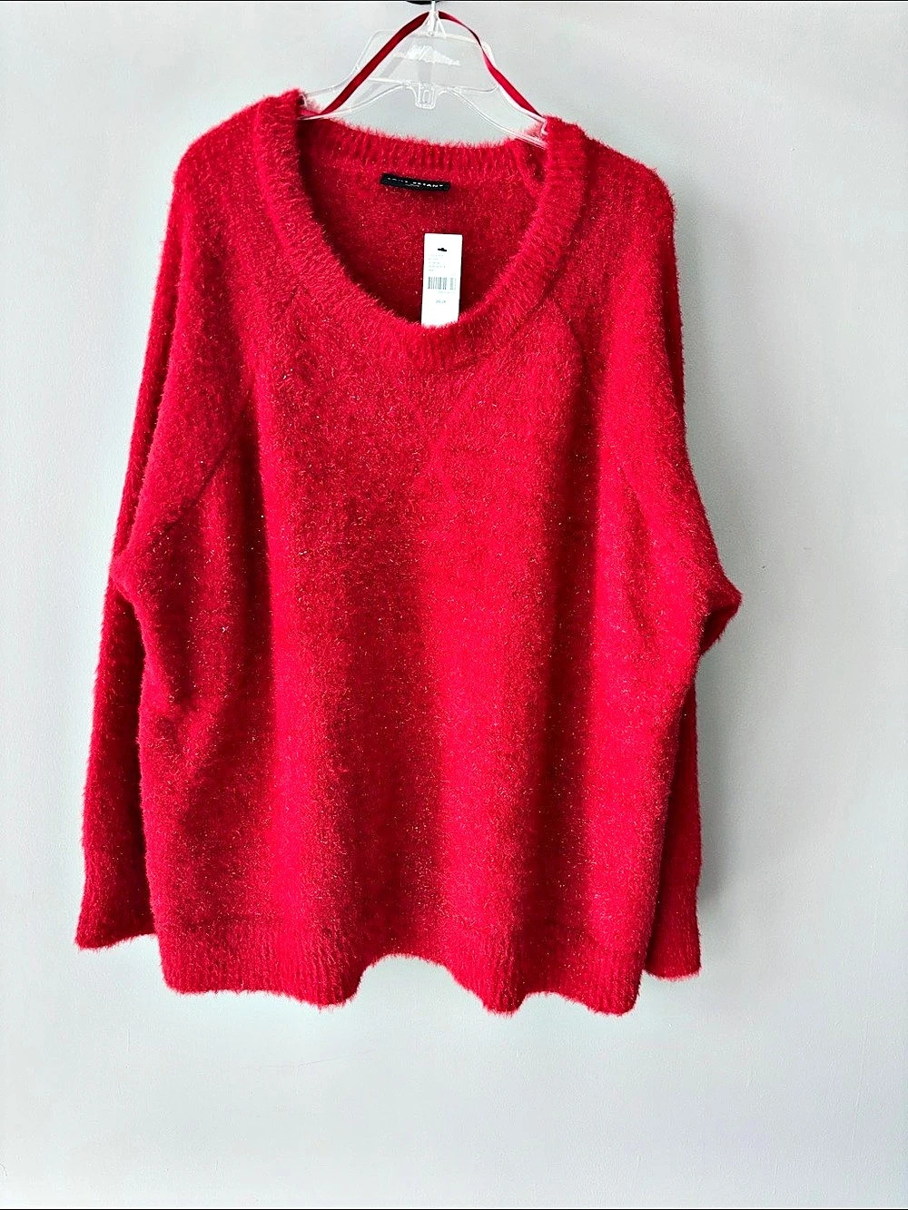 Lane Bryant Red Metallic Fuzzy Sweater